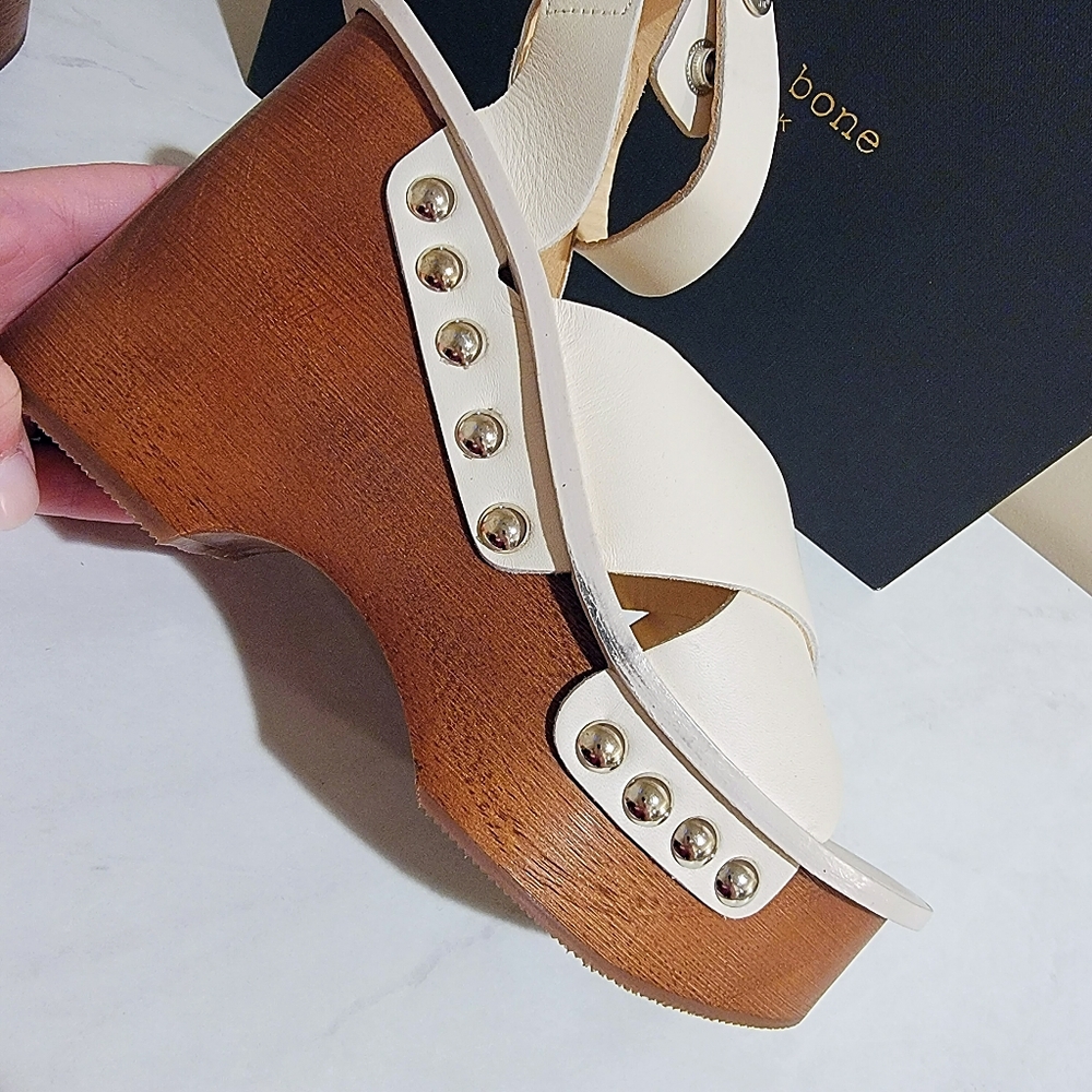 Rag & Bone Hester Ivory White Platform Studded We… - image 5